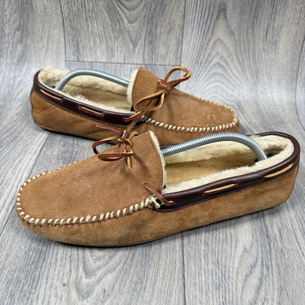Allen Edmonds  Shearling Fur Leather Driving Slippers Shoes Sz 12